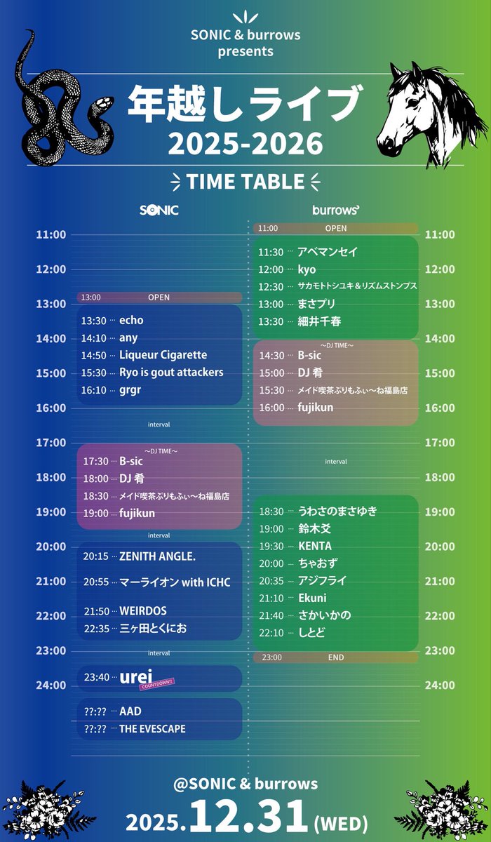 いわきSONIC年越しLIVEですが　メンバー化け猫あたんが諸事情の為　出演キャンセルとなりました　代わりに同時間帯でanyの出演となります
みなさまに可愛い年末をお届け出来なくて残念ですが
anyのオシャレ年末で素敵な年越しをお迎え下さい❤️
年明けはバチバチライブしたいと思います🐈