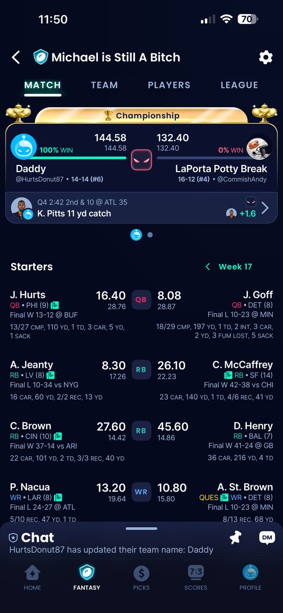 BradHoward87's tweet photo. @BarstoolBigCat Am I the asshole for changing my name after I had won? https://t.co/XYGGphMSYn