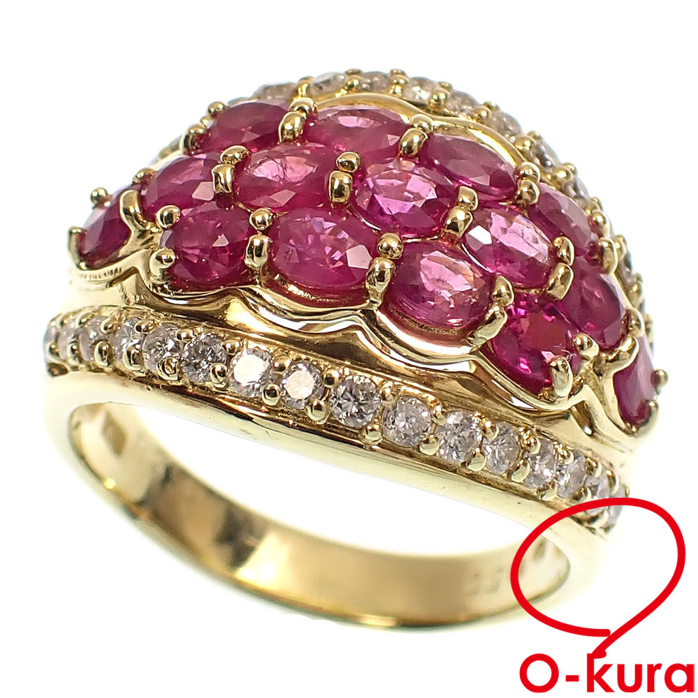 【10号】ダイヤ×ルビー リング K18YG K18YG イエローゴールド リング ルビー 2.29ct ダイヤモンド 0.10ct