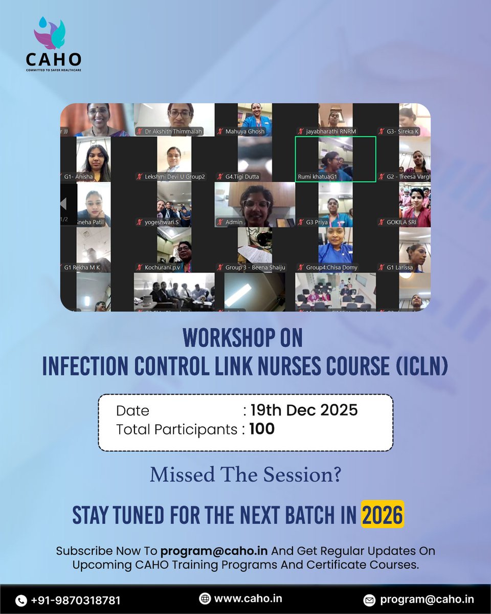 caho_official's tweet image. Successful completion of the Infection Control Link Nurses Course on 19 Dec 2025. Designed to strengthen infection prevention skills, the program empowered nurses to support patient safety and quality care

#ICLN #InfectionControl #PatientSafety #NursingEducation #CAHO