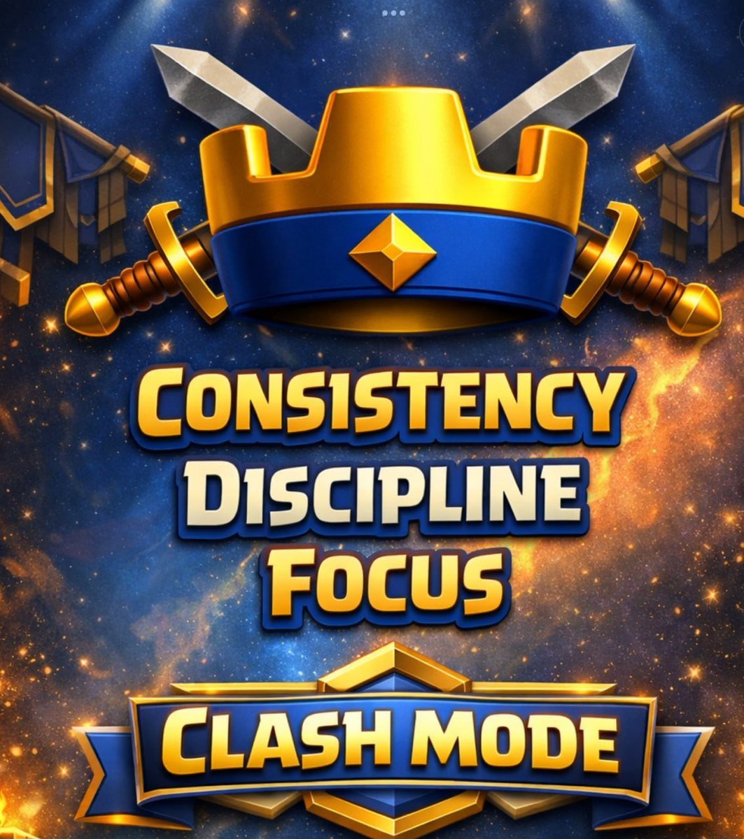 GeorgePlayClash's tweet image. Consistency. Discipline. Focus. 👑

This is CLASH MODE.
We don’t flinch at noise, we don’t fold on pressure. We keep building, keep showing up, and keep pushing forward together.

Hold the line. Trust the process. $CLASH 💙🔥

Join our community: discord.gg/georgeplayscla…