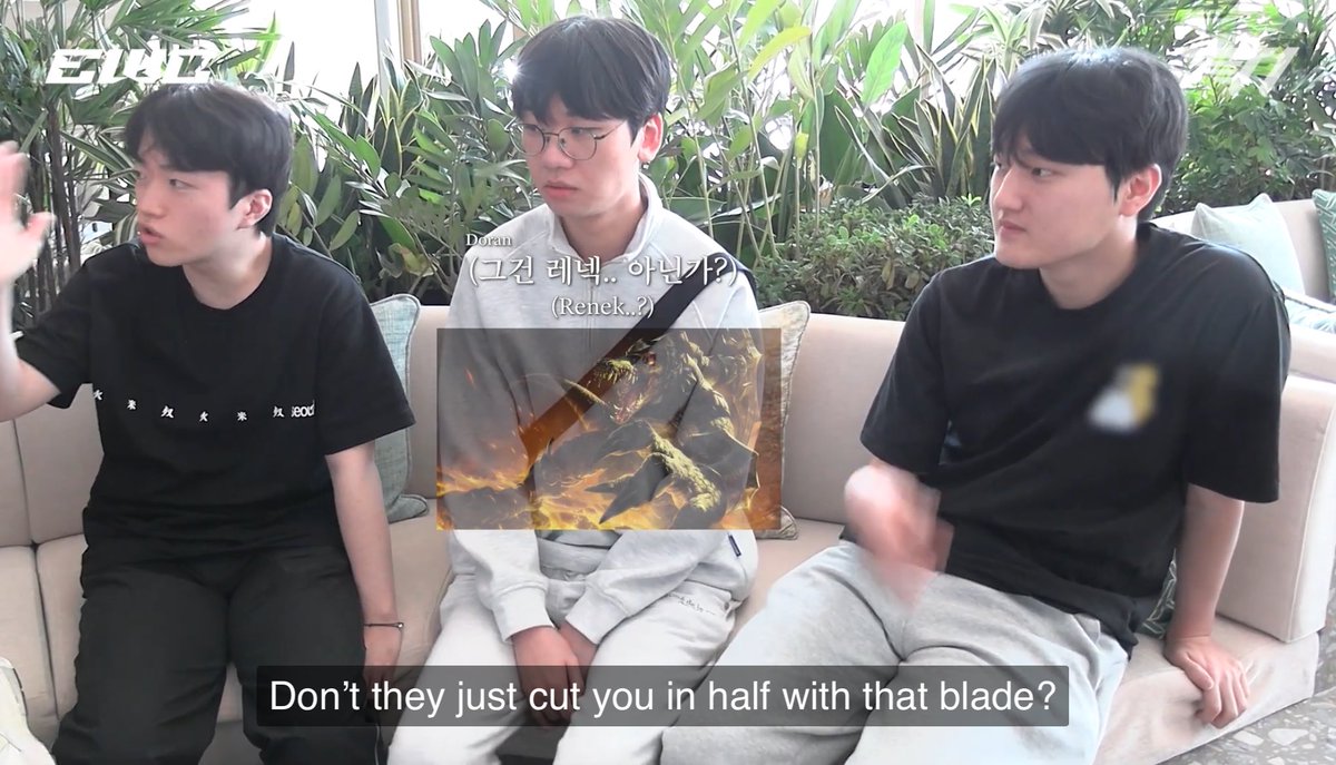 kaesuns's tweet photo. “Sharks don’t bite” - Faker 2025
“Sharks just gulp you down” - Doran 2025
“Sharks cut you in half with their blades” - Keria 2025
“Rando-hyung might be more dangerous than sharks” -Faker (2) 2025 https://t.co/fvcSJeP9uR