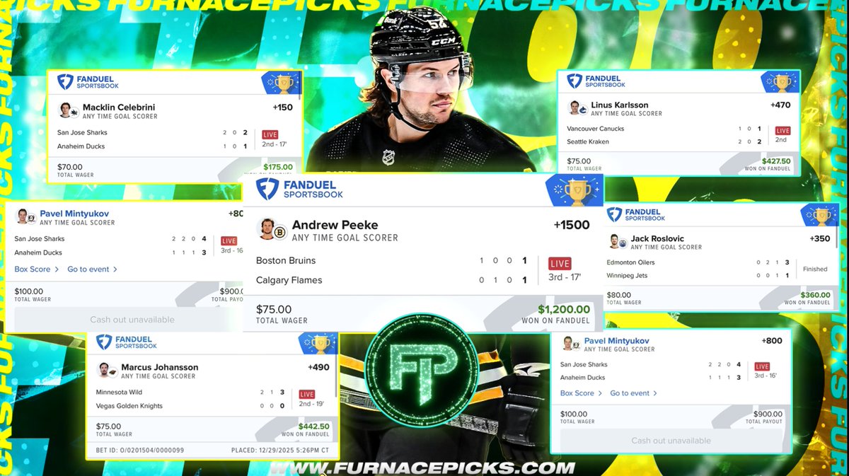 Furnacepicks's tweet image. SENDING OUT $100 (ONCE) 💰 + a LIVE NHL GOAL PLAY to everyone who LIKES / COMMENTS / RTS 

+29u and they SLEPT AGAIN😴
BAAAAANG 💥

+29u night GUARANTEED and we’re NOT DONE.
No words. Literally nobody doing this. 43u of Ws
+18u YESTERDAY

Andrew Peeke +2000 (20u) = 20u ✅
Marucs…