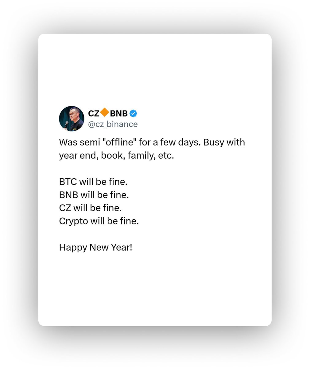 停更了几日的CZ， 这个翻译成中文的意思是， 发生了什么吗？ 还是即将要发生什么呢？ 应该要被很多人过度解读了哈。