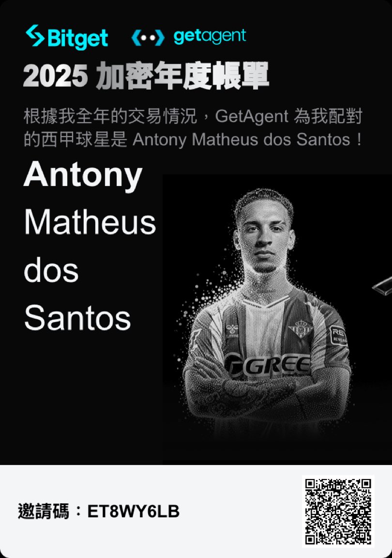 根據我全年的交易情況，GetAgent 為我配對的西甲球星是 Antony Matheus dos Santos！
bitgetapp.com/zh-TC/activity…