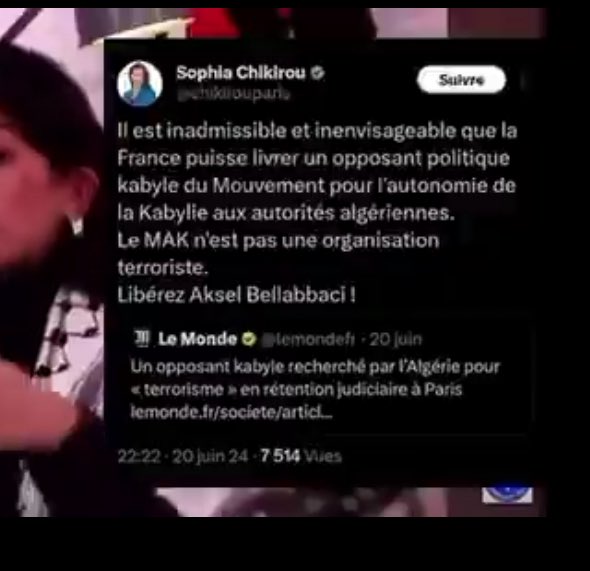 ABellabbaci's tweet photo. 🇫🇷🇩🇿Karima Khatim, considérée comme un relais du régime militaire algérien et comme une représentante d’Abdelmadjid Tebboune en France, a quitté La France insoumise uniquement parce que @chikirouparis m’a exprimé son soutien lors de mon procès contre le régime algérien.

Cette élue du Blanc-Mesnil n’hésite pas à dénigrer la France pour défendre le régime militaire d’Alger, alors même que la France lui a offert une vie digne, des opportunités, des droits et une carrière politique.

La question que je lui pose, ainsi qu’à ceux qui tiennent le même discours qu’elle, est simple :
si l’Algérie est réellement le paradis que vous décrivez, pourquoi ne pas aller y vivre et y exercer votre engagement politique ?

@karima_khatim