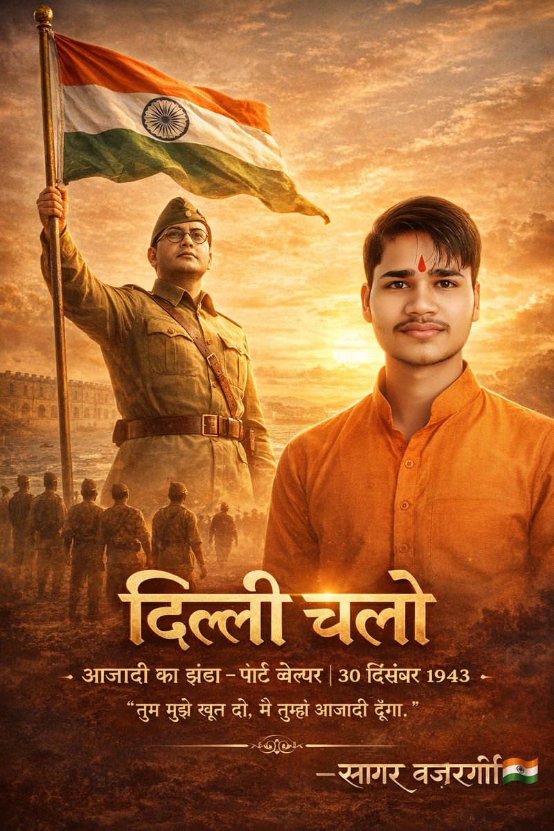 SagarBajrangi_'s tweet photo. यह सिर��फ़ इतिहास नहीं, यह हुंकार है।
नेताजी का सपना अधूरा नहीं रहेगा —
राष्ट्र पहले, समझौता कभी नहीं।
#DelhiChalo
#NetajiSubhashChandraBose
#RashtraPratham
#AzadiKaSangram
#INA
#HindustanZindabad
#SagarBajrangi #Meerut https://t.co/xThTv31Zvr