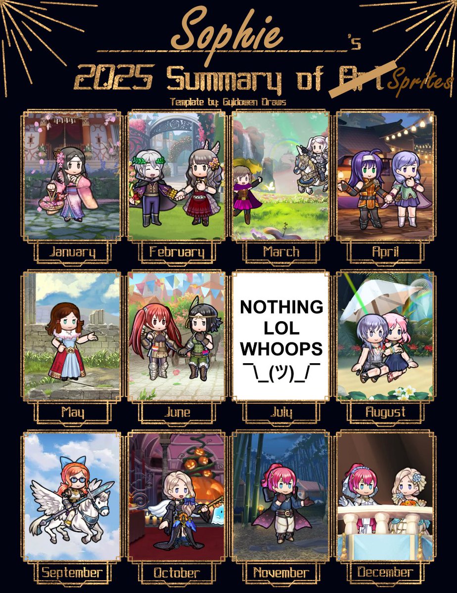 princemeloetta's tweet photo. gotta get this out before the year is over, 2025 summary of sprites! was not as productive this year as i would have liked lol but that's ok

as always, check out @SophSprites for full pieces and more! https://t.co/lu5mD5wT3m