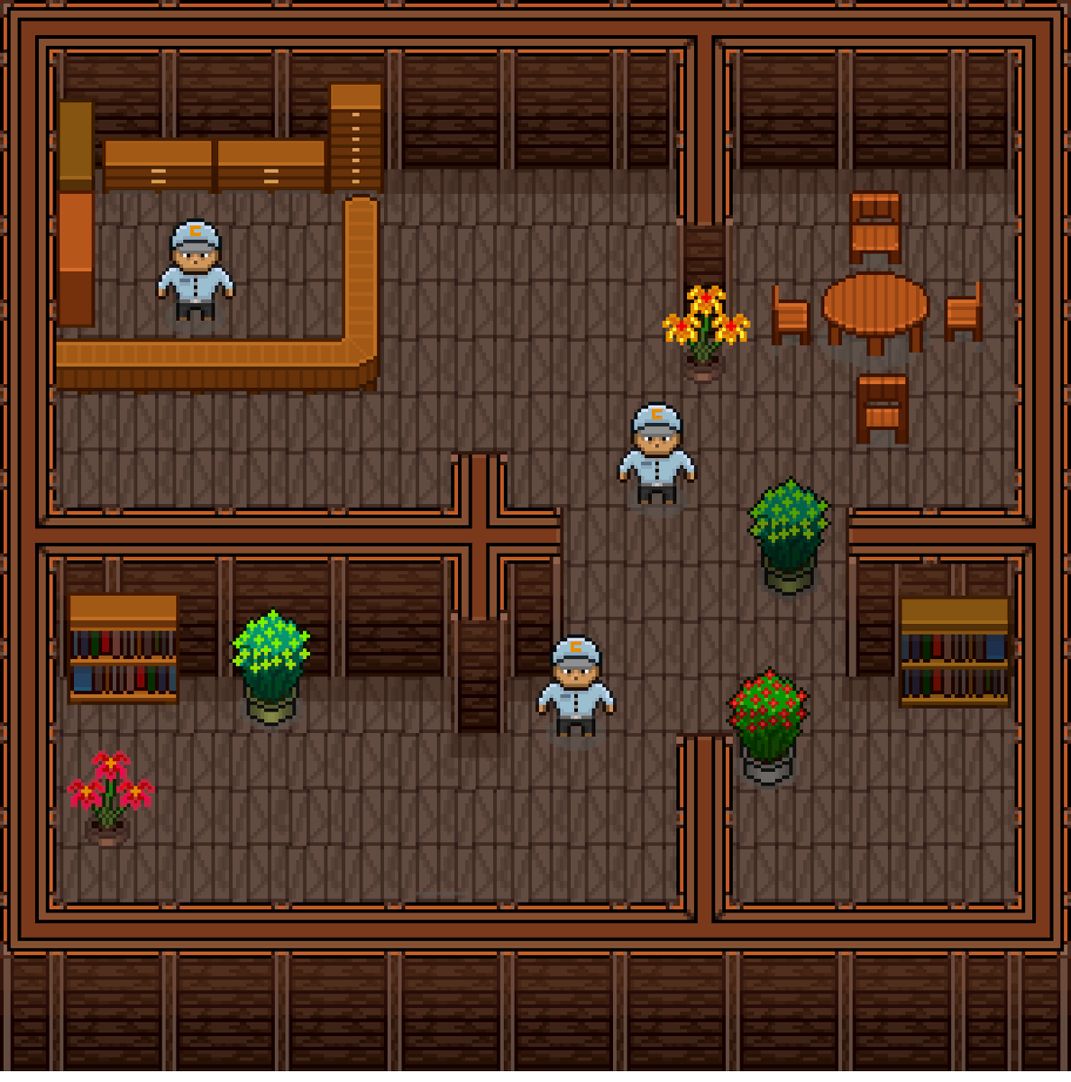 ayubhimdad's tweet photo. A room tile set each tile is 16x16 the top of the walls needs some improvement now that i look at it again what do you guys think about it and where can i improve it? #pixelart #pixelartist #gamedev #gamedesign https://t.co/J17hhP4xgN