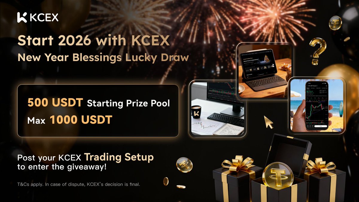 Start 2026 with #KCEX! The New Year Blessings Lucky Draw is live now 🎉

Show your KCEX trading setup to enter! 
What’s your setup, and what’s on your desk: laptop, phone, dual screens, any cool decor? 👀

How to enter (1 entry per KCEX user):
🔸 Follow <a href="/KCEX_Official/">KCEX</a>
🔸 Quote
