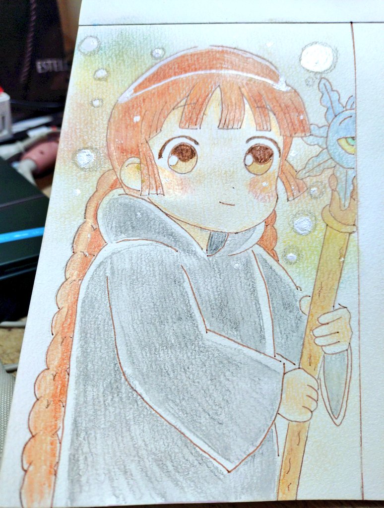 かわいい女の子が描きたかったので、魔法陣ぐるぐるを描きました笑笑