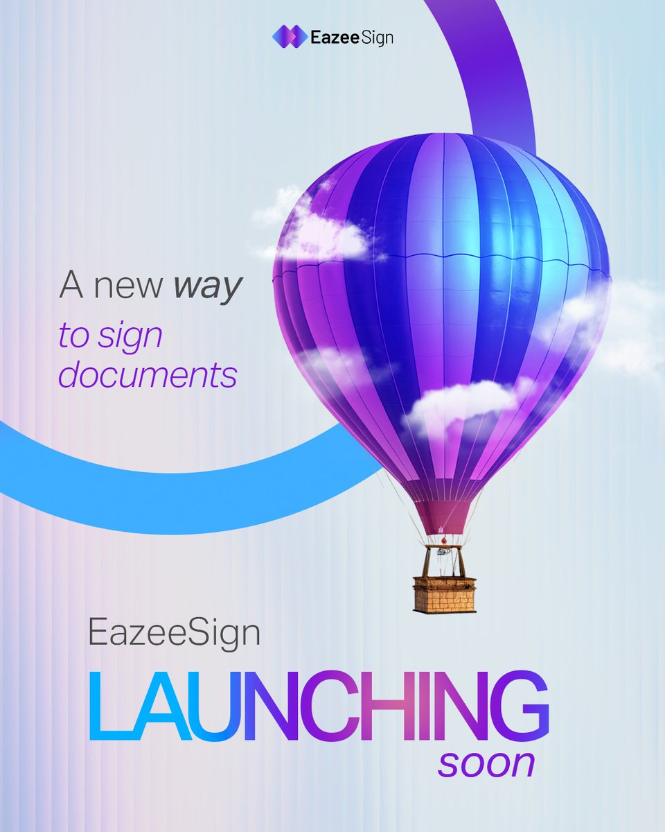 EazeeSign's tweet photo. 👀 Something big is on the way…
A faster, smarter way to sign documents.

EazeeSign — launching soon 🚀
Stay connected. Stay ready.
.
.
#ComingSoon #EazeeSign #DigitalSignatures #PaperlessFuture #BusinessGrowth #ProductLaunch https://t.co/8MYaeeQtvs