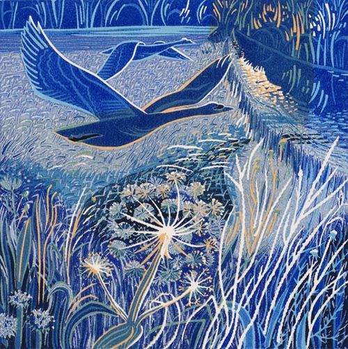 '#December chill' by Annie Soudain, contemporary UK artist and printmaker #WomensArt