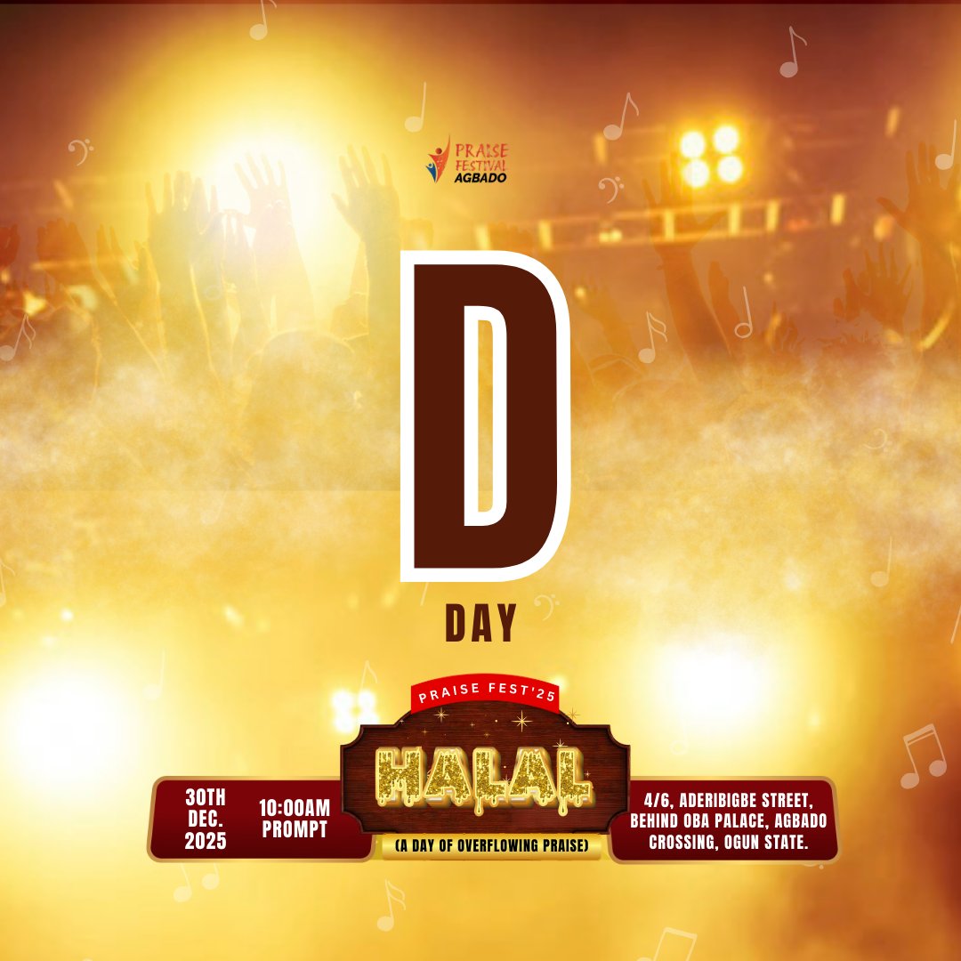 PraiseFestAgbad's tweet photo. If you’re reading this, it’s happening today 😭🔥
The altar is active.

The sound is rising.

The praise is unstoppable.

Praise Festival 2025 is here! 🙌🏽💃🏽

#agbadopraisefestival #praisefest25 #OverflowingPraise #concert #halal https://t.co/1KVdyRg1na