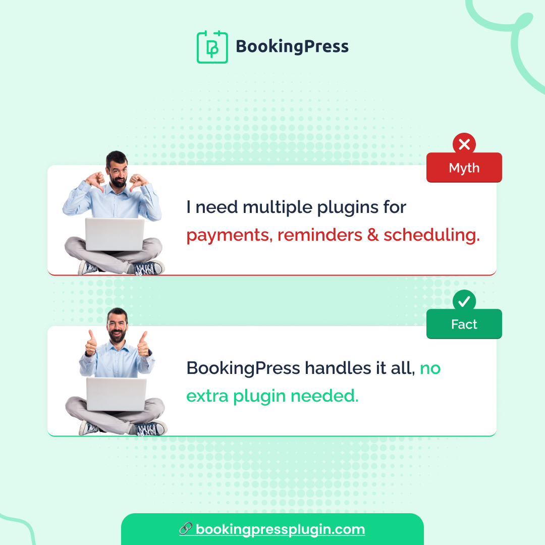 bookingpress's tweet image. Too many plugins slowing down your site?

BookingPress combines payments, reminders, and scheduling into one powerful solution.

Simplify your workflow today.

#bookingpress #bookingsystem #businessautomation #smartscheduling #automationtools