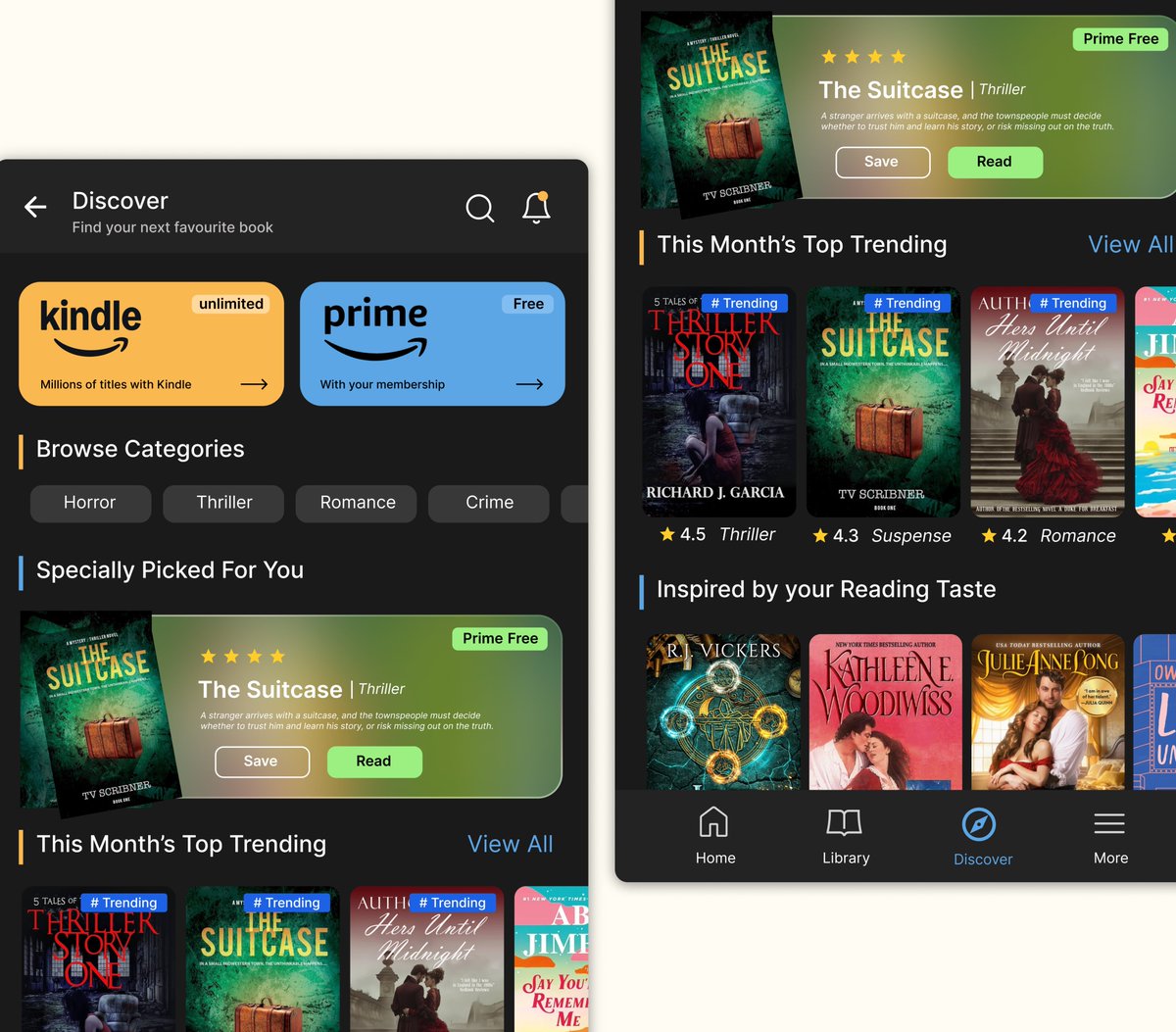 sadhna_designs's tweet photo. Finding a book shouldn’t feel like searching a database.

So I asked myself:
👉 What if book discovery felt like walking into a bookstore that knows your taste?

#UXDesign #UIUX #CaseStudy #ProductDesign #DesignWithEmpathy #MobileUX https://t.co/MwJPAu2iW7
