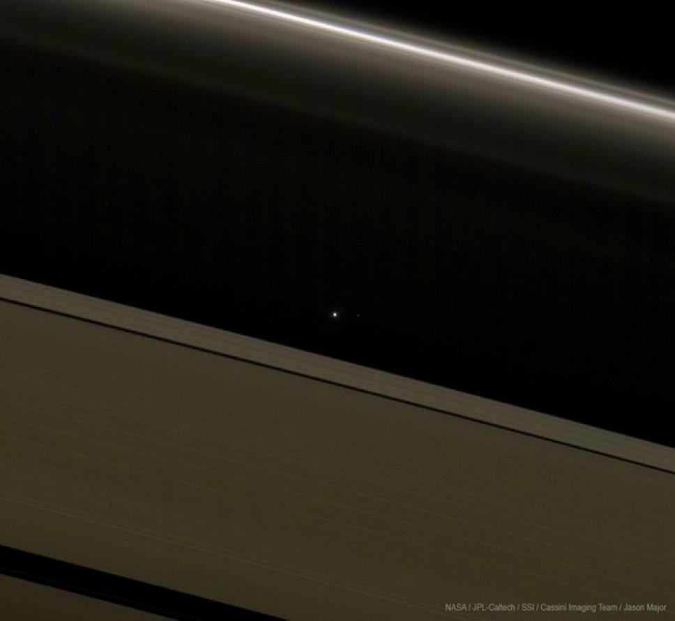 Earth-Moon through a gap in Saturn’s rings
NASA