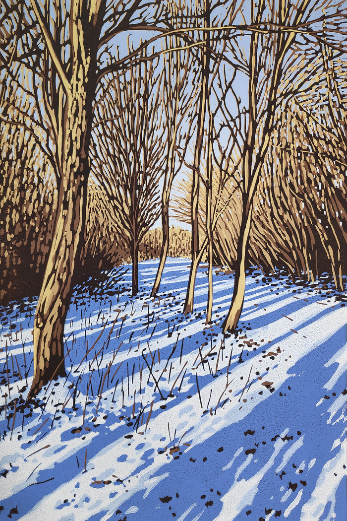 'Snow Shadows' by contemporary printmaker Alexandra Buckle #WomensArt