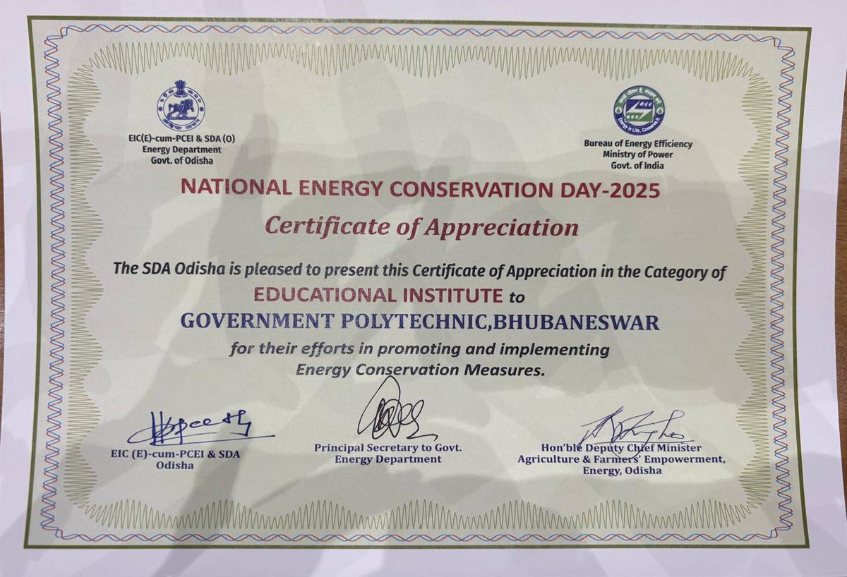 gpbbsr2017's tweet photo. Certificate of Appreciation
# National Energy Conservation Day-2025 https://t.co/0ai6tlMaDW
