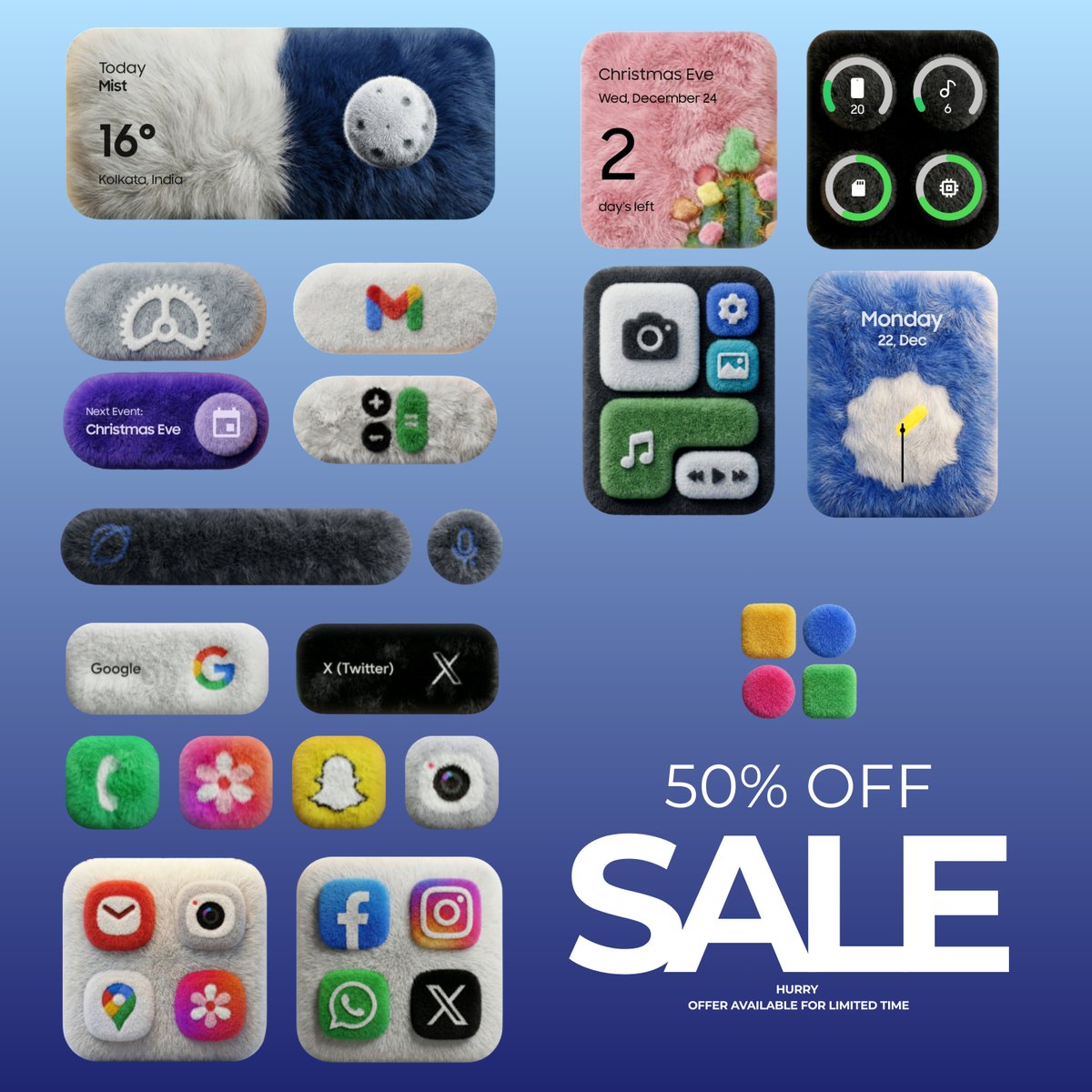 🎉 Fluffy Widgets 50% OFF! 🧸✨
Soft, cute &amp; aesthetic KWGT widgets to level up your homescreen 💙

Giveaway of 10 Promocodes again.

👉 Get it here: play.google.com/store/apps/det…

🎁 10 Promocode Giveaway 
✅ Like
🔁 Repost
💬 Comment and tag your friends 

Winner announced within 48