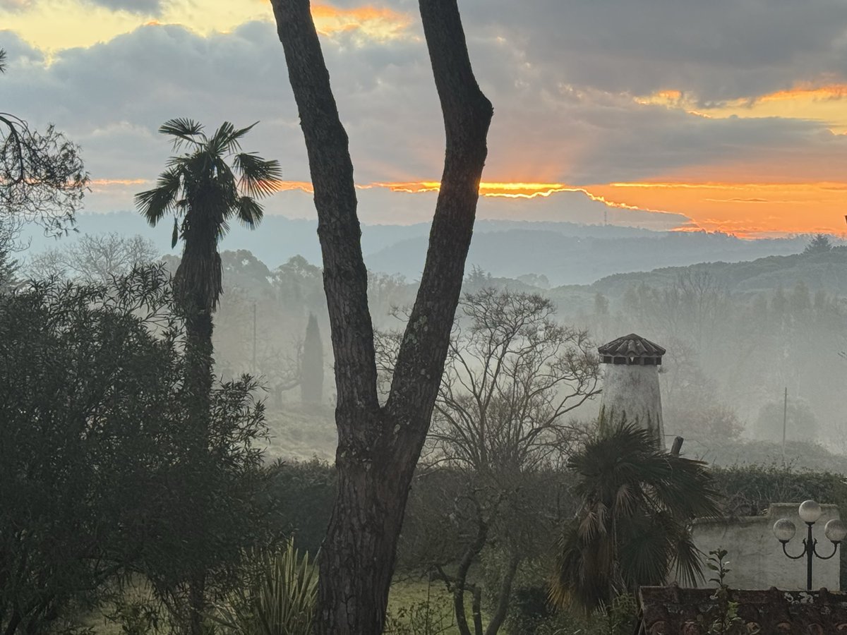 Tittina80's tweet photo. @russellcrowe Sunrise from the kitchen in Bracciano - bright side of never ending jet lag https://t.co/ALTcfbb1g0