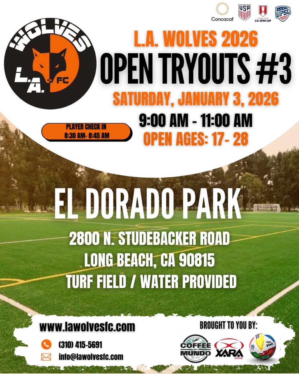 LAWolvesFC's tweet image. L.A. Wolves Tryout # 3 - RSVP so we know your coming! DM here or text.