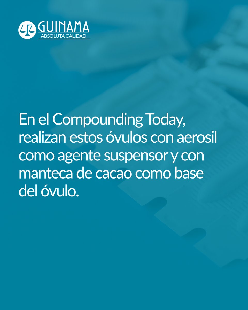 💡 Respondemos vuestras dudas en el Consultorio GUINAMA:

¿Qué base puedo usar para realizar óvulos de sildenafilo? En el Compounding Today, realizan estos óvulos con aerosil como agente suspensor y con manteca de cacao como base del óvulo.

#ConsultorioGUINAMA