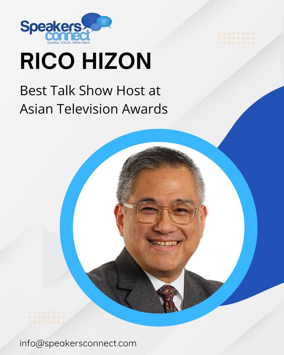 🏆 Rico Hizon just won Best Talk Show Host at the 30th Asian Television Awards! What role do you think awards like these play in promoting credible journalism amid today’s media challenges? Let's discuss! 

Read more: speakersconnect.com/rico-hizon-win…
