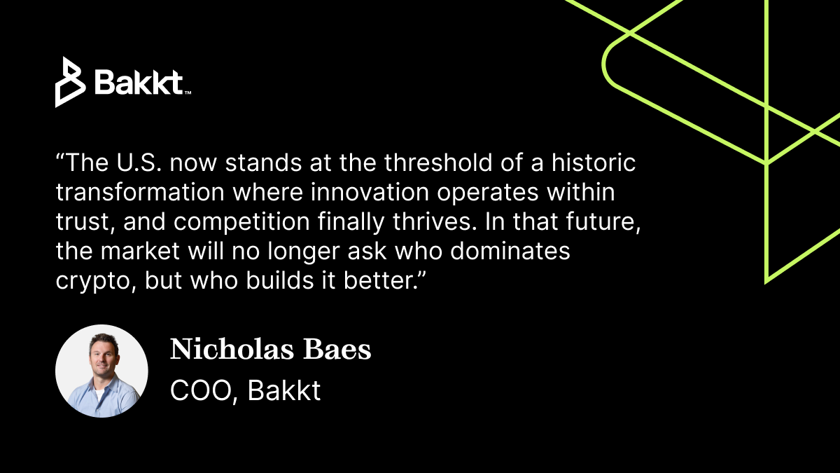 As regulatory clarity takes hold, the crypto conversation is shifting from  market dominance to execution and trust. A reminder from Bakkt COO Nicholas  Baes, with deeper context in @CryptoNews: https://t.co/6Te9uCg3kk For  important
