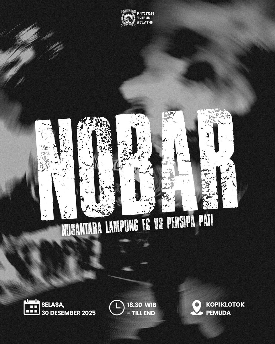MAKSIMALKAN UNTUK BISA KITA RAYAKAN!!! <a href="/persipaofficial/">PERSIPA PATI</a>
NOBAR
📍 @kopiklotokpemuda 
⏰  18:30 WIB
#persipaday #tribunselatan