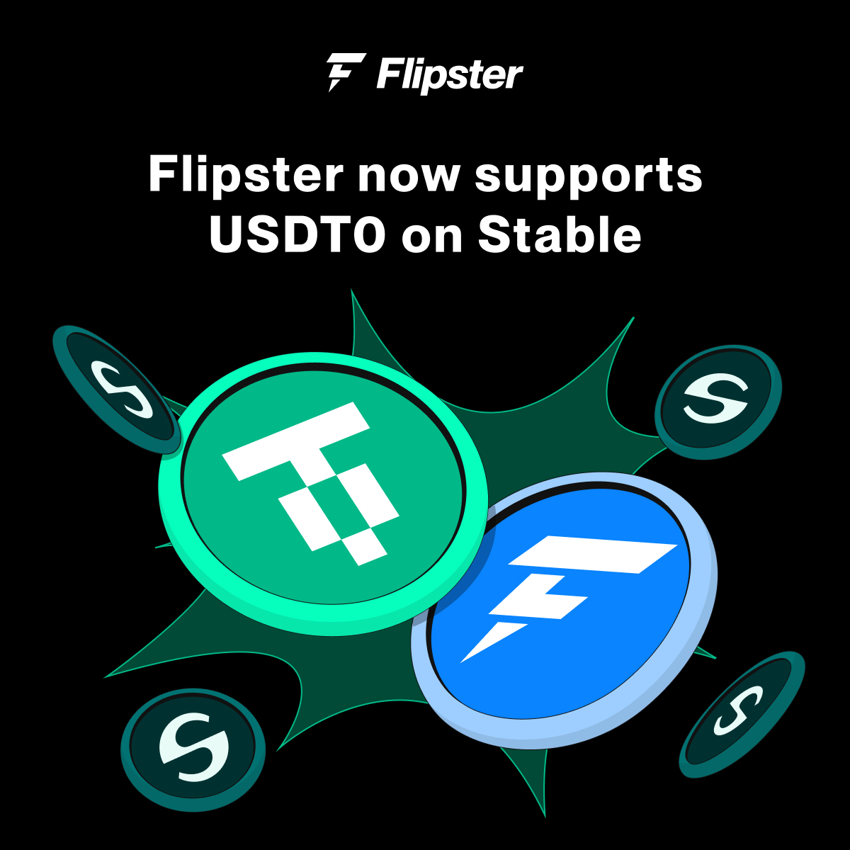Flipster now supports USDT0 (@USDT0_to) on @stable ⚡️️ Get more with  Flipster! Earn up to 22% APR for USDT 👀 ✨ Deposit now!