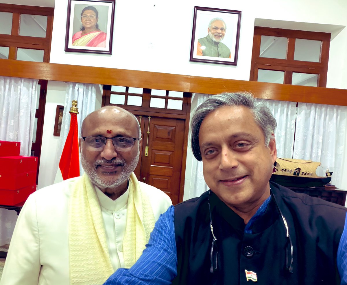 As the Member of Parliament for Thiruvananthapuram, I was in the receiving line to welcome the Hon Vice-president of India, Shri CP Radhakrishnan, at the airport yesterday evening. Paid a courtesy call on him at Lok Bhavan afterwards.