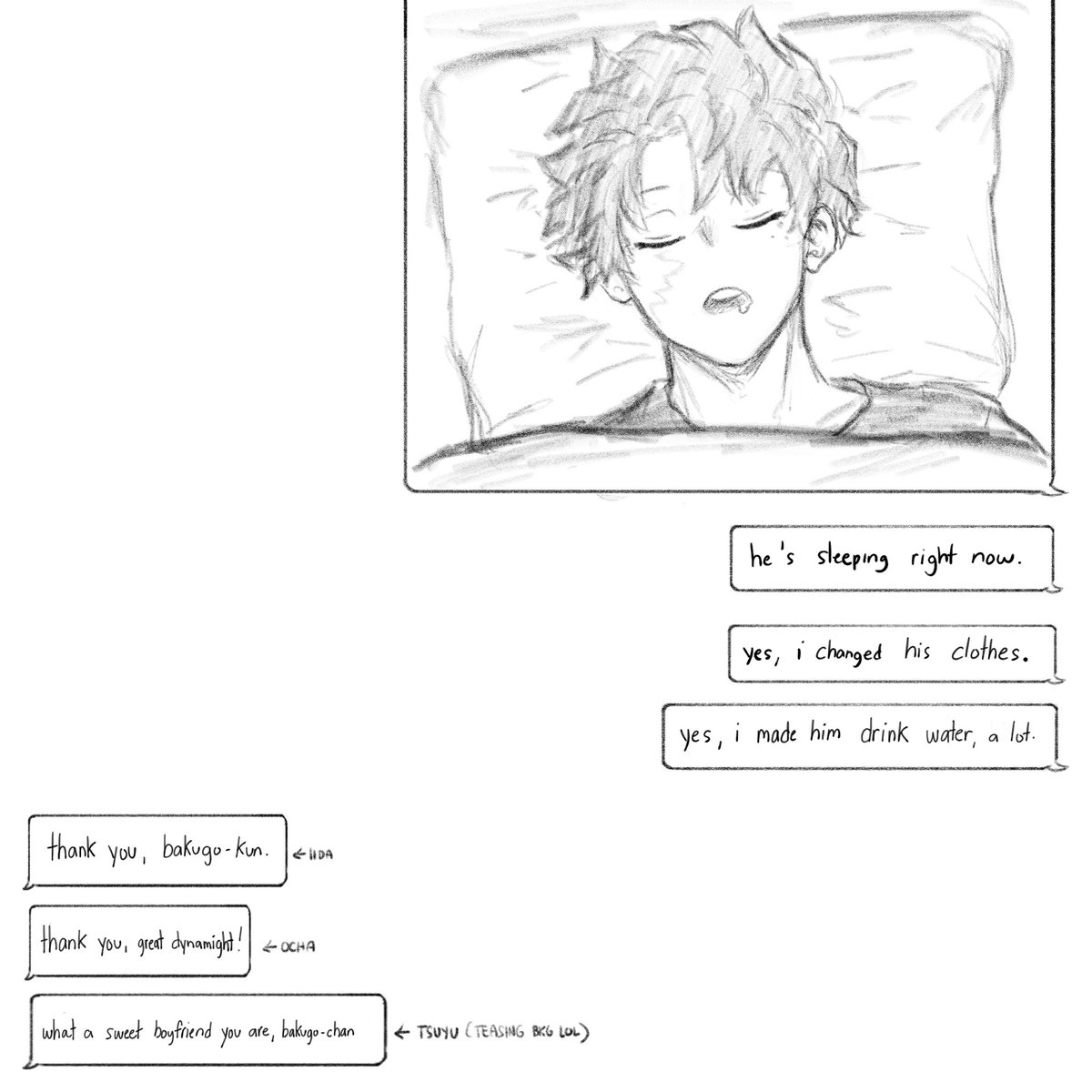 bkdk ft. dekusquad

my hc is that izu’s friends call kacchan to pick up izu when he gets drunk.

it’s also their attempt to meddle with bkdk and hopefully give them the push to becoming bfs lol

i also hc izu as becoming more clingy with bkg when drunk hehe