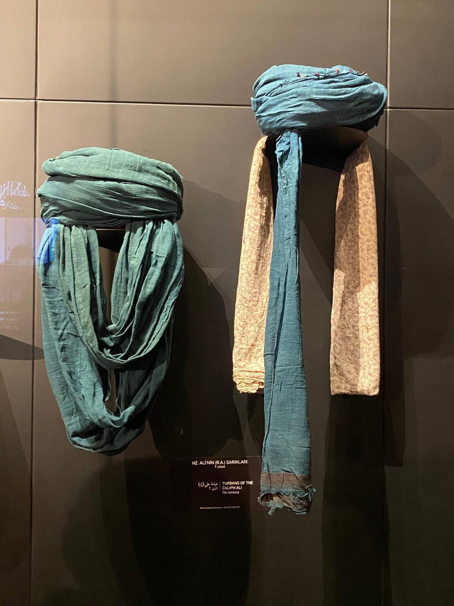 The turbans of imam Aliع in the sacred relics section of topkapi palace.