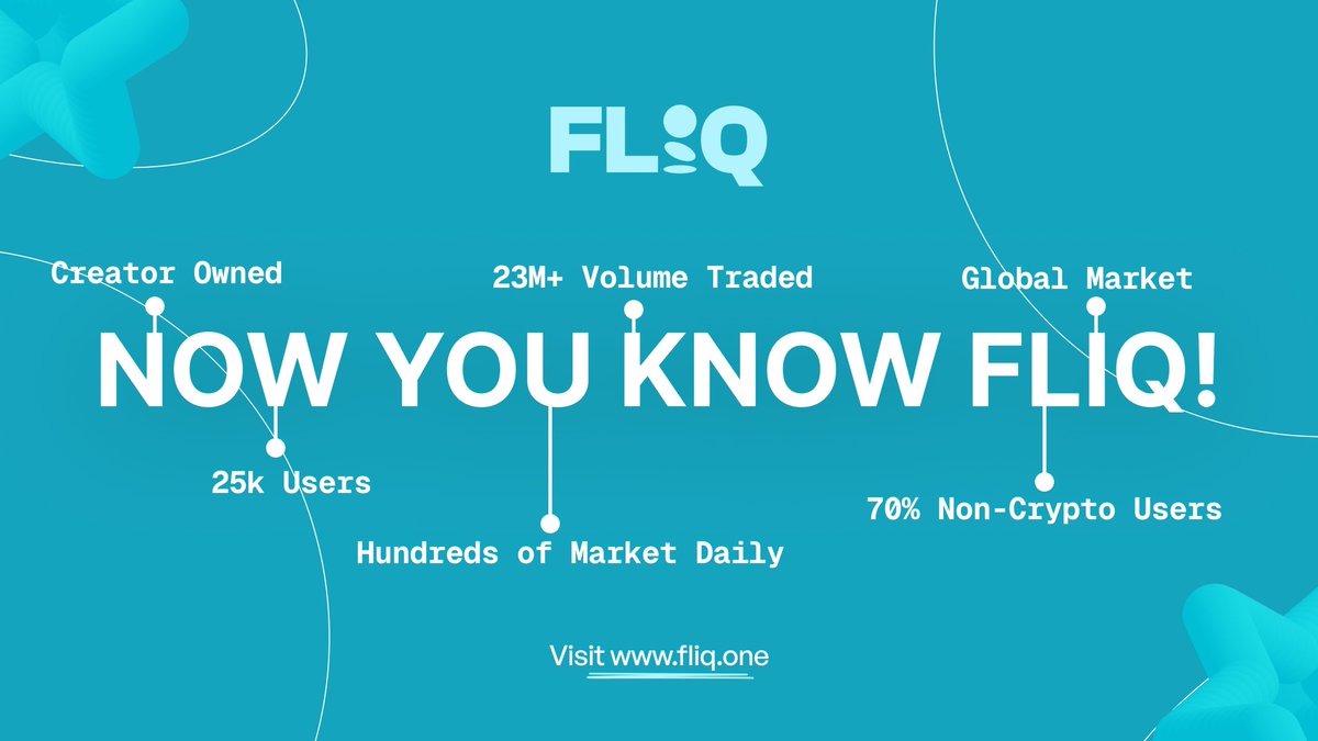 predictonfliq's tweet image. $23M+ volume traded, with over 70% non-crypto users! 🥶

For those who don't know, Fliq is a creator-owned prediction market where you can trade and create markets on anything you care about.

Let's dive deeper👇