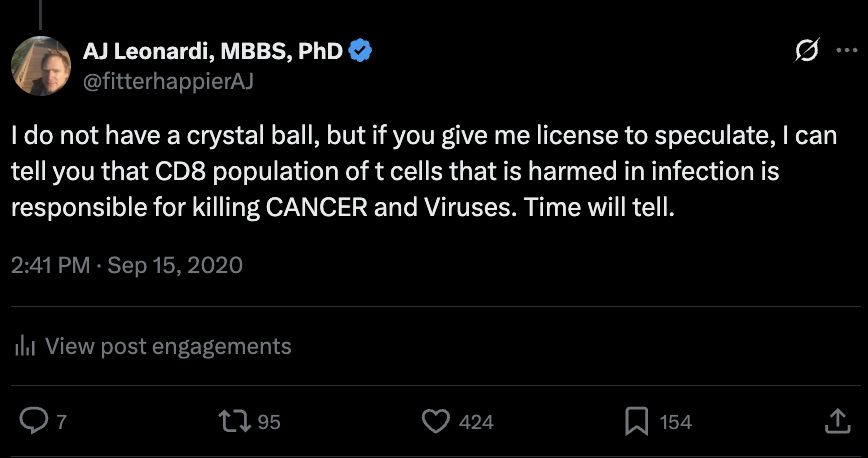 fitterhappierAJ's tweet photo. SARS Cov 2 causes T cell loss for at least 22 months according to a new study

Sometimes I wonder if RFK's installation and pulling vaccines was meant as a smokescreen for surging illnessess as a result from covid. The so-called "leonardi effect" 

https://t.co/0trYzrz8tA https://t.co/T4BvUGWTwM