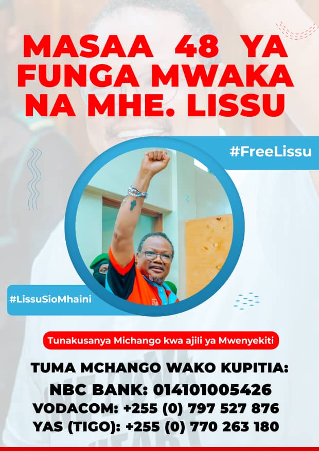 FUNGA MWAKA NA TUNDU LISSU

Wengi tulitamani kwenda gerezani Ukonga kumsalimia Mhe Tundu AM Lissu, lakini ilishindikana. Hatukuruhusiwa kuingia gerezani. Tuliishia getini, tukarudi nyumbani kinyonge.

Dola imewekwa utaratibu mgumu sana, na kuanzia Desemba 5 hadi leo, hali imekuwa
