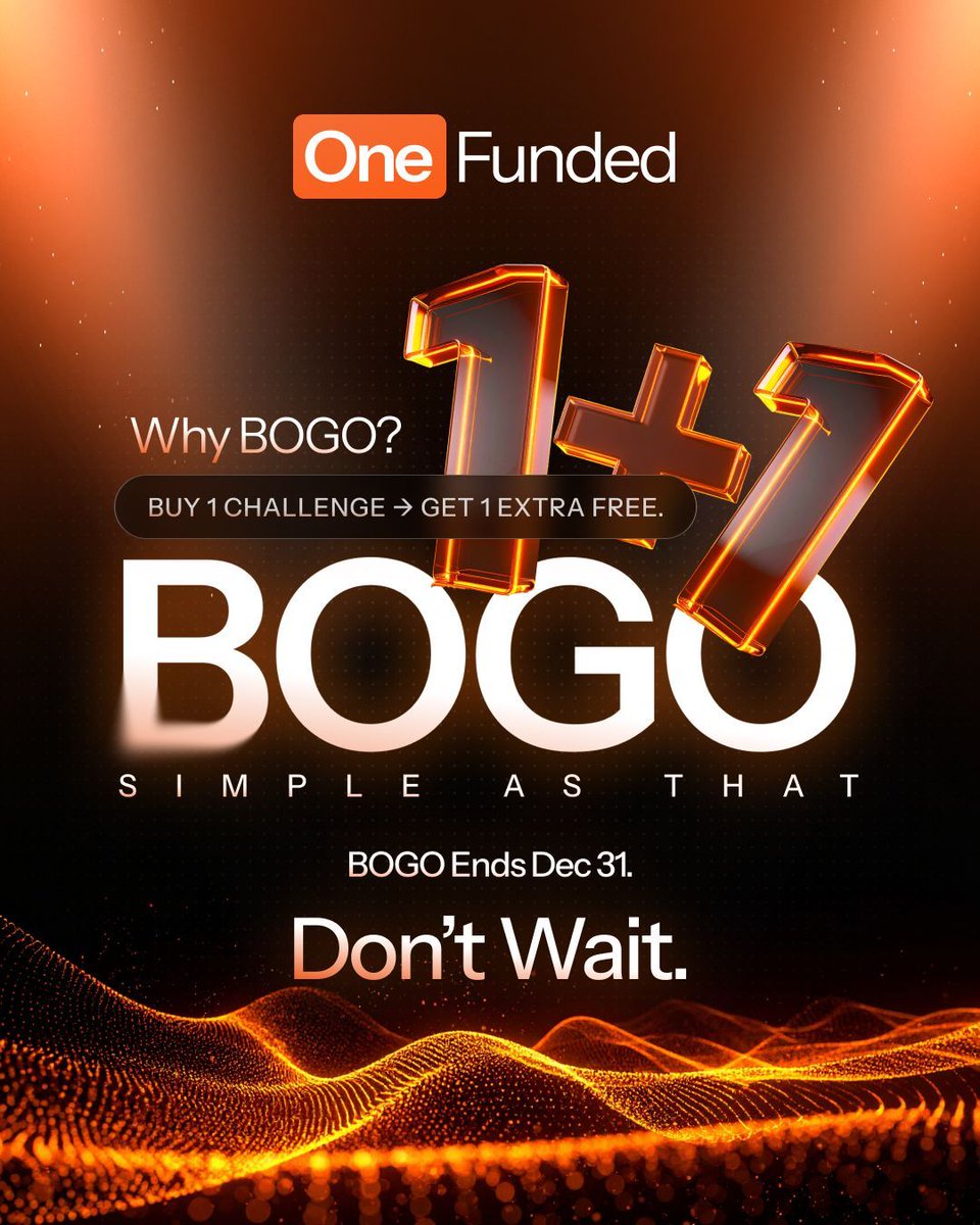 Still thinking about the BOGO offer? 
Here’s why traders don’t skip it 👇

✔️ Double the chances to pass
✔️ More room to test strategies
✔️ Zero additional cost
✔️ A faster path to getting funded

Buy 1 challenge → get 1 extra FREE.
Simple as that.

👉 BOGO ends Dec 31. Don’t