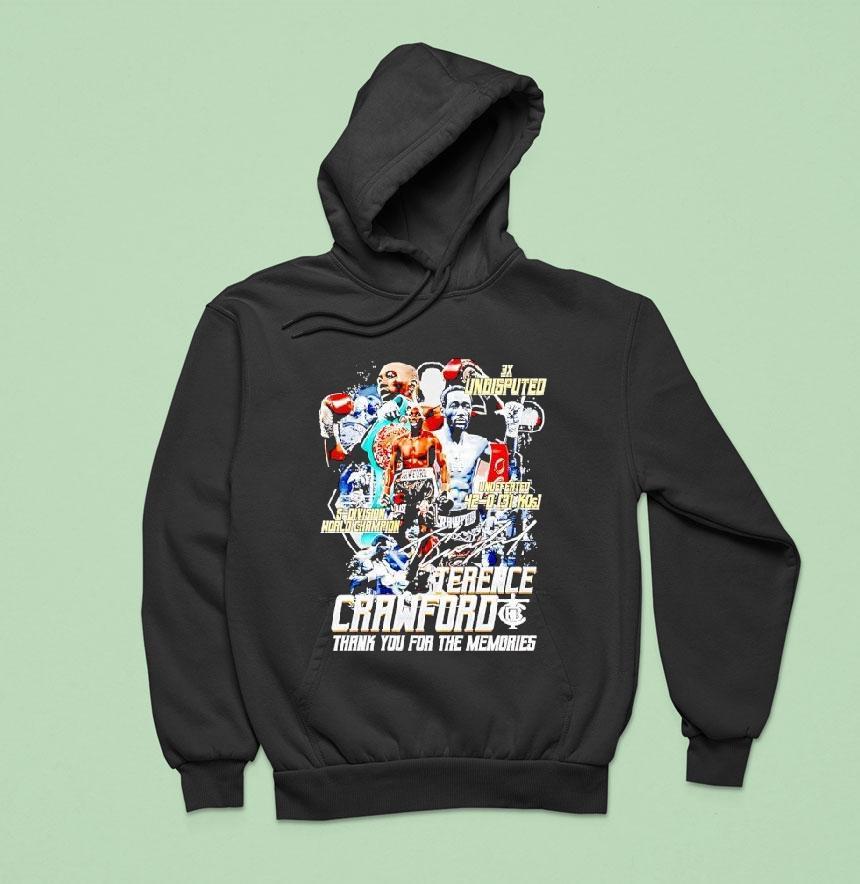 Luisito04_LR's tweet photo. Celebrate Terence Crawford's legendary journey with our exclusive "Thank You For The Memories" shirt! 🥊👕 Grab yours and wear your support! #UndisputedChampion #BoxingFan #TshirtLove 👉 https://t.co/S0AkGDuu9p https://t.co/PSkF8aN23J