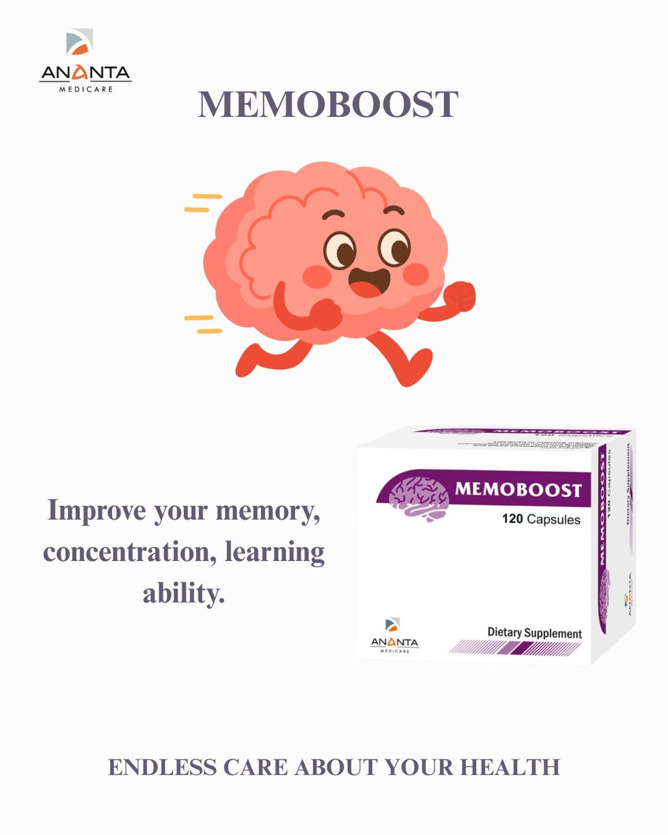 anantamedicare's tweet image. Memoboost Capsule supports everyday focus and mental clarity with thoughtfully selected nutrients. Designed for balanced lifestyle, learning routines, and wellness goals.
#MemoboostCapsule #MindSupport #anantamedicare #endlesscareaboutyourhealth 
#MentalHealth #MentalWellbeing