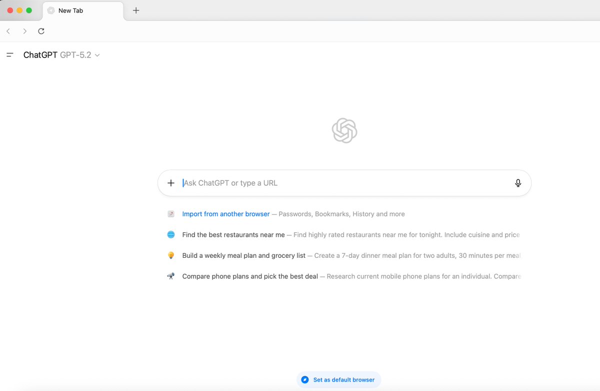 redhuvivek09's tweet photo. Be honest 
Would you switch your browser if Atlas ChatGPT Browser made the internet less annoying? 🤔
Yes or nah?
#AItools #GenZTech #ChatGPT #TechTwitter #ProductivityTips https://t.co/qgNs9ypo3Q