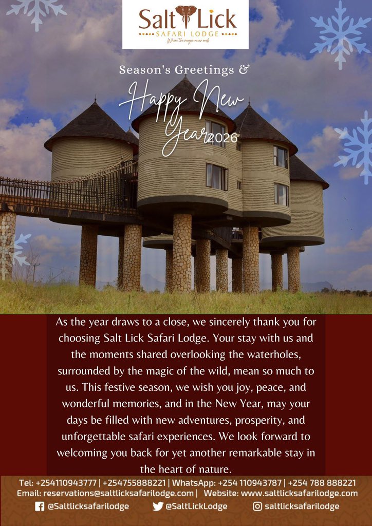 As we celebrate the festive season, we thank our valued guests, partners, and friends for your continued trust and support. Wishing you joy, peace, and a New Year filled with new adventures. We look forward to welcoming you for more unforgettable experiences.