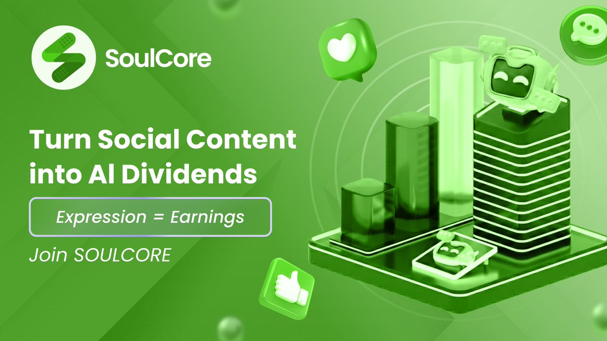 SoulCore_AI's tweet image. 💬 Your social content now has VALUE. Real value.

On SoulCore, every post, reply, meme, or idea you share
turns into AI-powered dividends — automatically.

✨ Expression = Earnings.
🚀 Social = Income.

Welcome to the new SocialFi era.