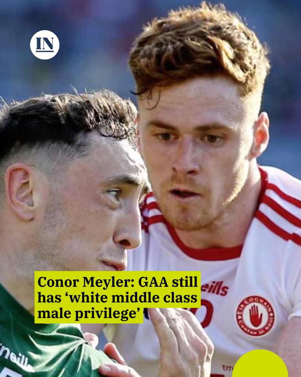 irish_news's tweet image. Former Tyrone football star Conor Meyler has highlighted “white middle class male privilege” in the GAA, contrasting that with the ongoing struggles for females in Gaelic games.

Read more: tinyurl.com/3fzp9ea3