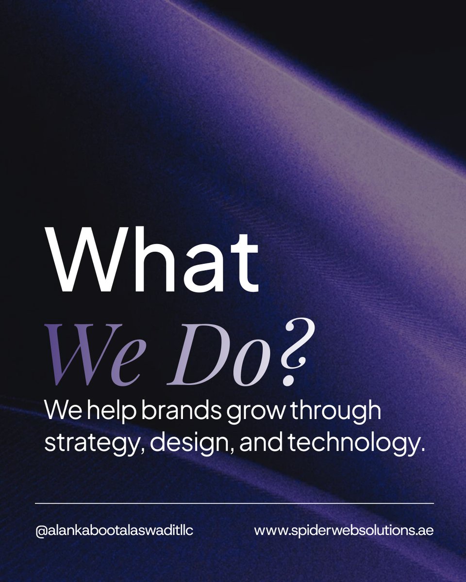 SpiderWebSolve's tweet photo. Your brand deserves more than just a service, it deserves a full digital experience.

At Al Ankaboot Al Aswad IT LLC (powered by Spider Web Solutions), we help businesses grow with everything they need under one roof: https://t.co/iLEIcOp5Wr