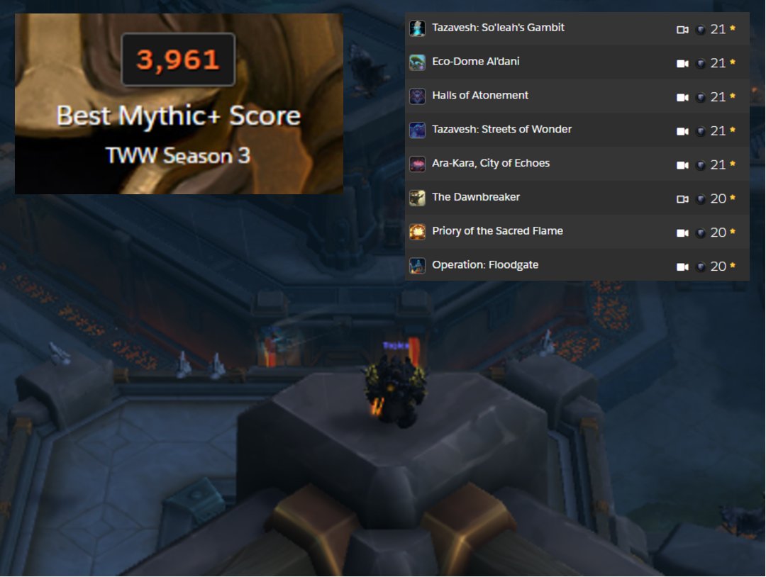 TopicxTV's tweet image. #TheWarWithin Season 3 - It's been REAL. Officially done pushing. Achieved my goal of getting my first M+ title and improved drastically as a tank. Lots to work on still and excited to continue the grind in Midnight. Thanks to everyone who made this a good season. GGs.