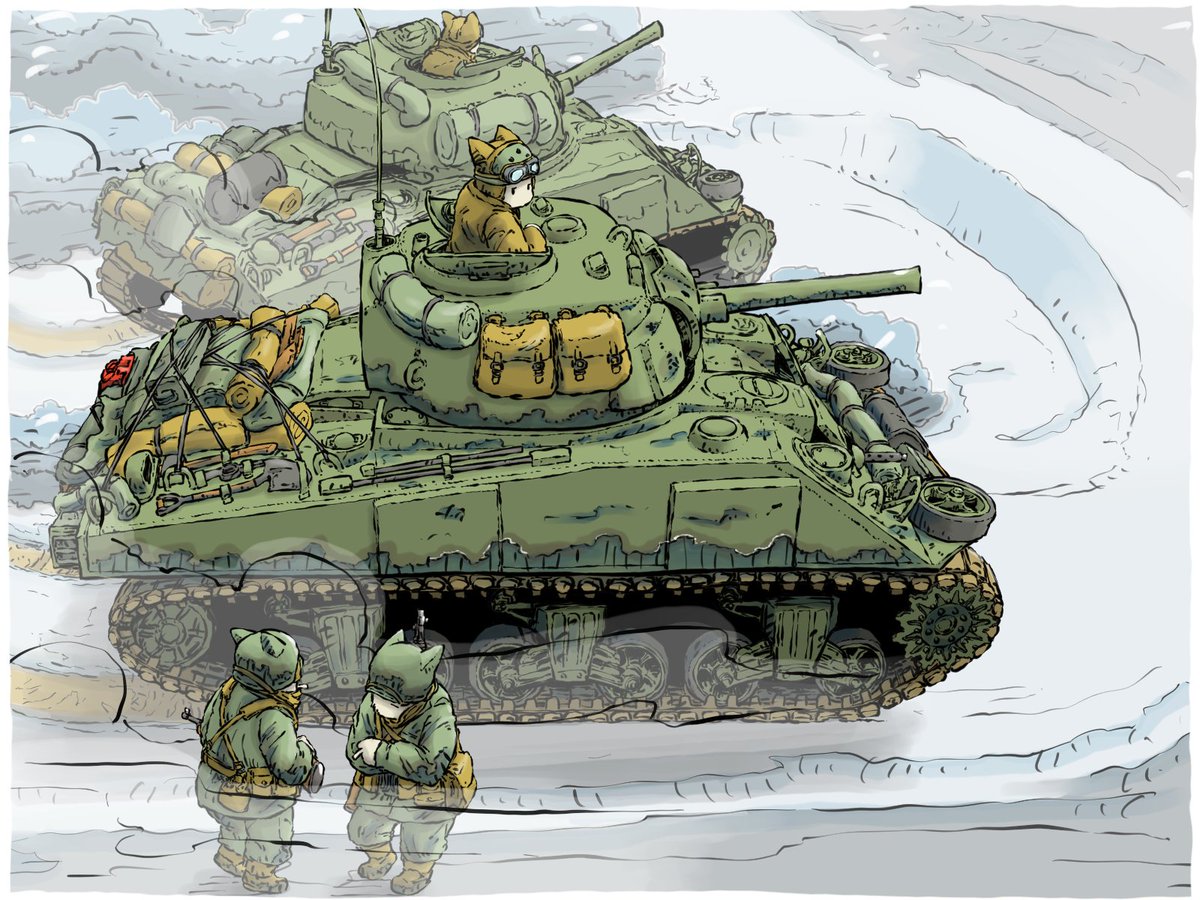 Yabarn_Jin's tweet image. 最後に追加１枚で今年の全部の猫兵士たちが見られますね🐱