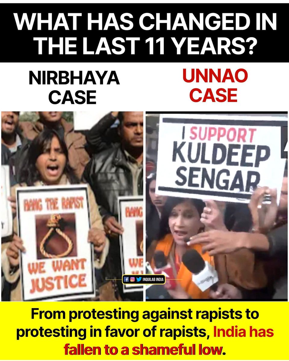 SufanRahman's tweet photo. A big transformation of New India under M0di rule, before 2014 we as Indian stood for the rights of victims and demanded justice, but now Indians are standing to protect the rape convicted demons
#ModiDisasterToIndia
@asadowaisi @BBC @CNN @MiddleEastEye @trt @UN_Women @UN @hrw https://t.co/xgOea6Wb03