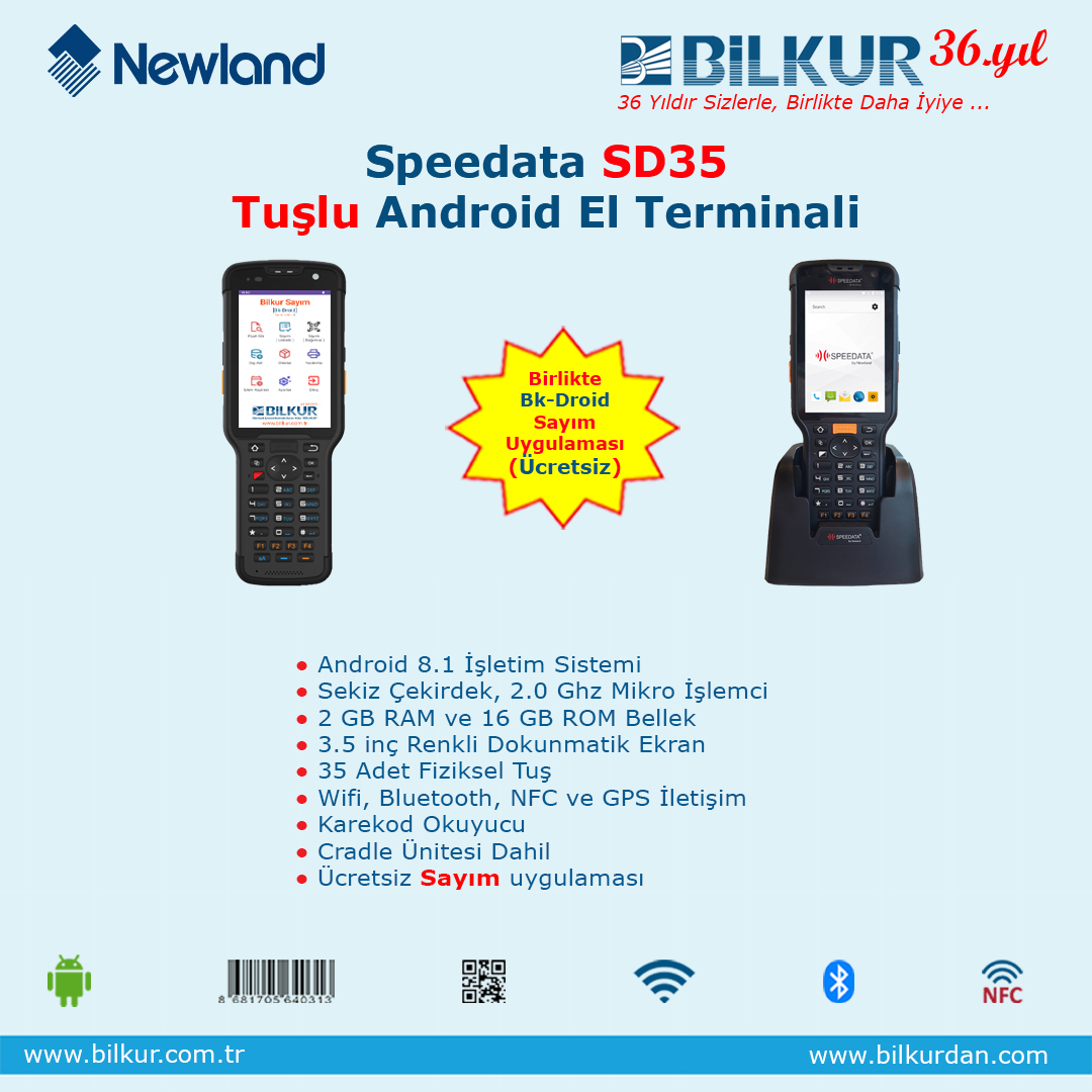 Bilkurbarkod's tweet image. Profesyonel Envanter Yönetim Setimiz
Newland SD35 Android El Terminali
(Bk-Droid) sayım programımız ise ücretsiz sunulmaktadır.

Yılsonuna özel, sınırlı stoklarla sunduğumuz bu fırsatı kaçırmayın !

bilkur.com.tr/urunler/Speeda…

satis@bilkur.com.tr

#androidelterminali #sayımprogramı