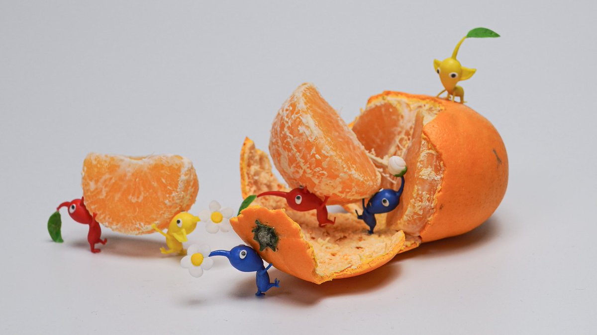 みかんの果肉は透明粘土、皮やピクミンは樹脂粘土です 制作動画は